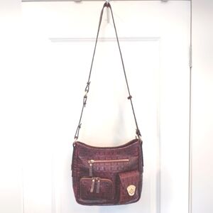 Vintage Brahmin Crossbody - Melbourne Croco Textured Leather - Burgundy